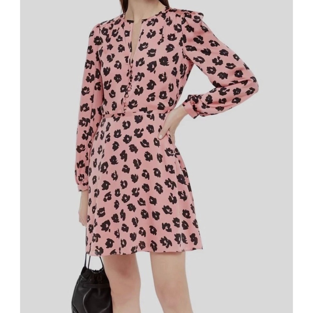 $432 Equipment Women's‎ Pink Danette Animal Print Satin Mini Dress Size 4